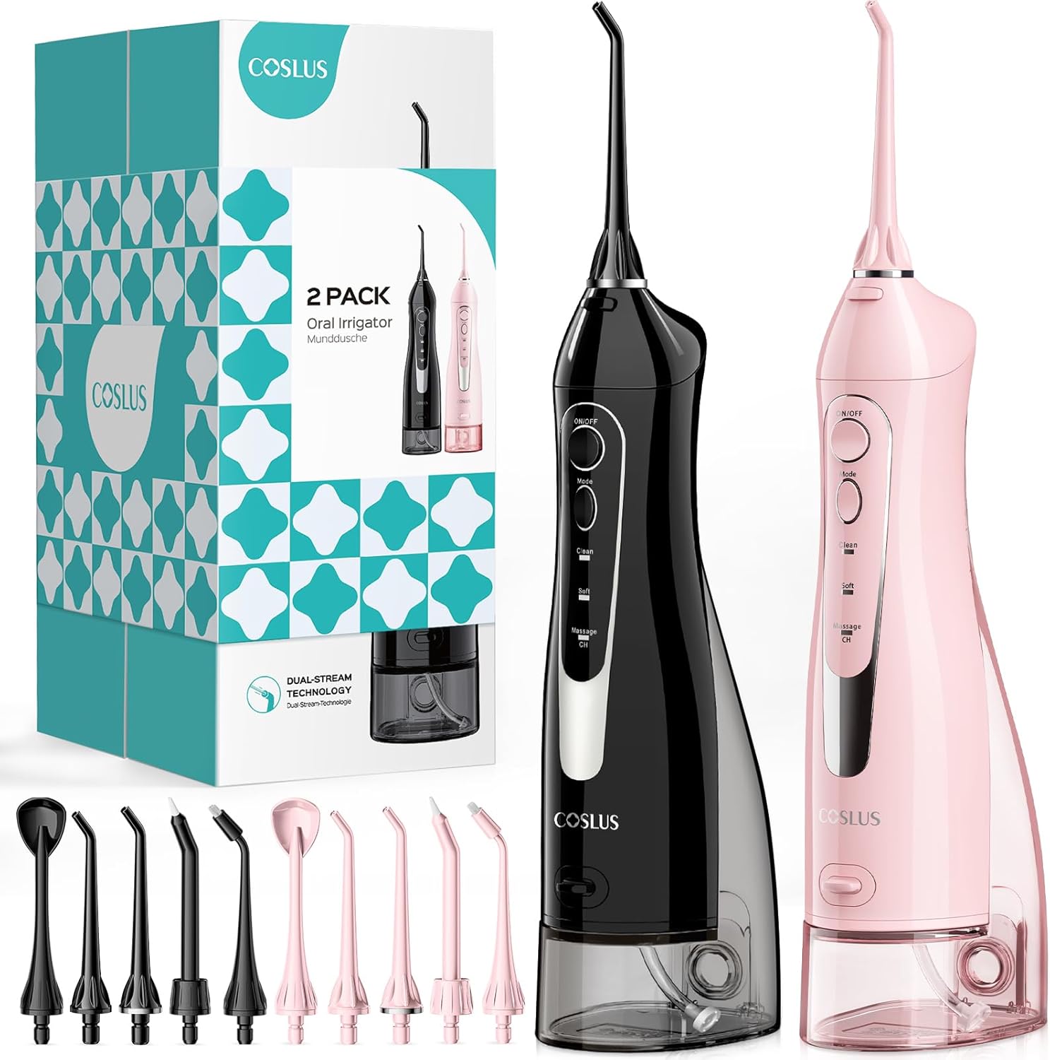 COSLUS 2 Pack Cordless Water Flosser